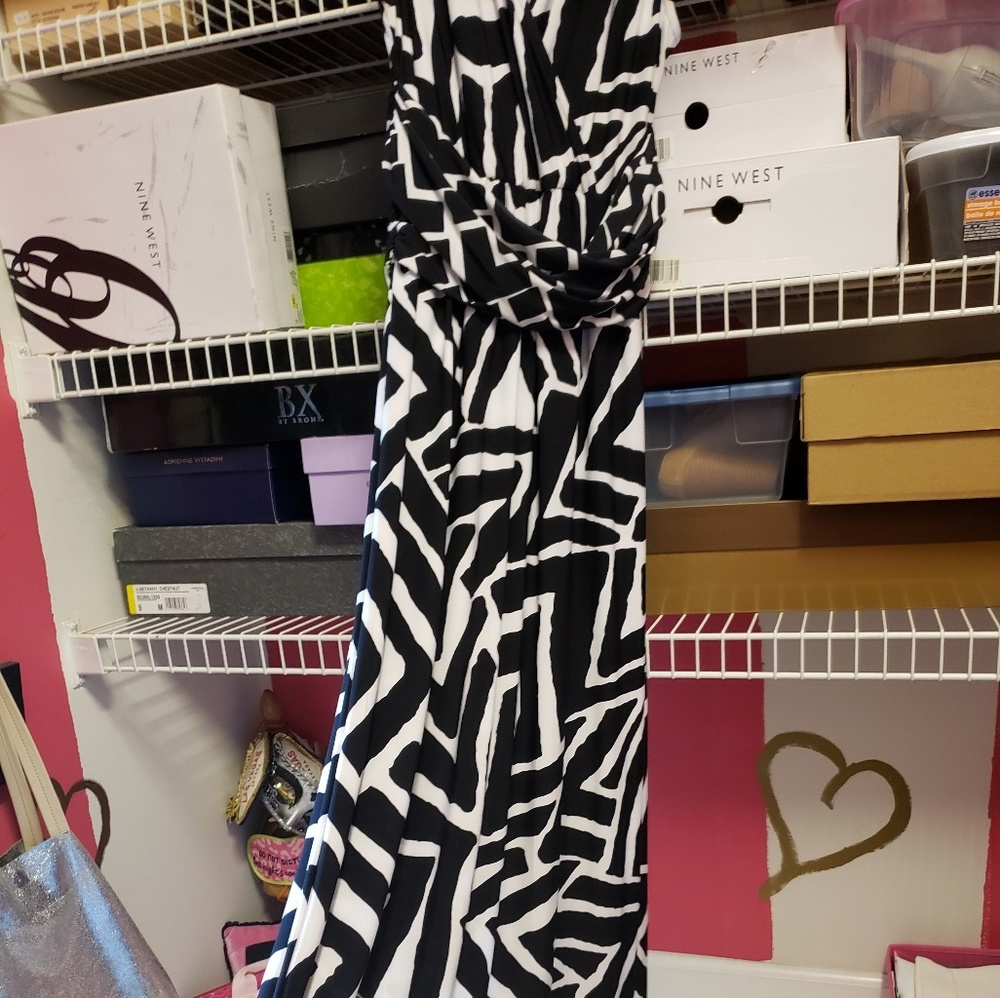 Black and white long maxi dress